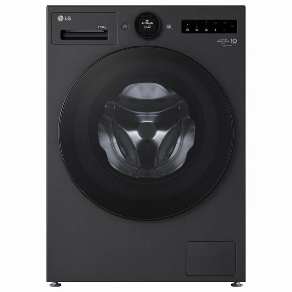 LG Series 10 12/8kg 10 Series Front Load Washer Dryer Combo with AI Matte Black WXC101412MB
