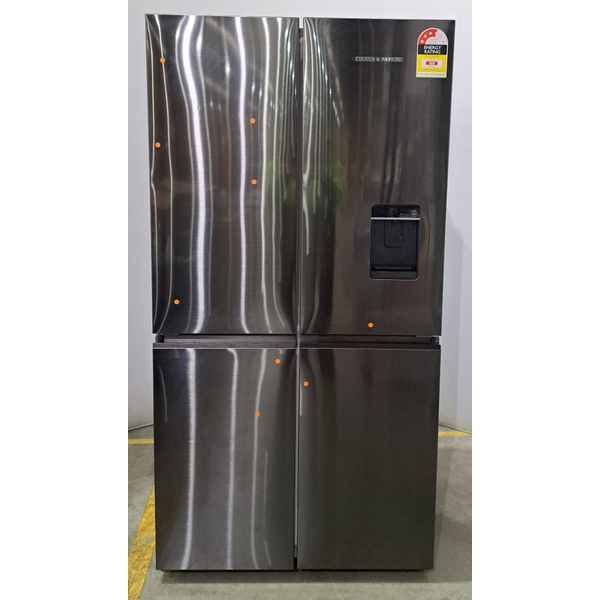Fisher & Paykel Series 7 538L Quad Door Refrigerator with Ice and Water Black Stainless Steel RF605QNUVB1