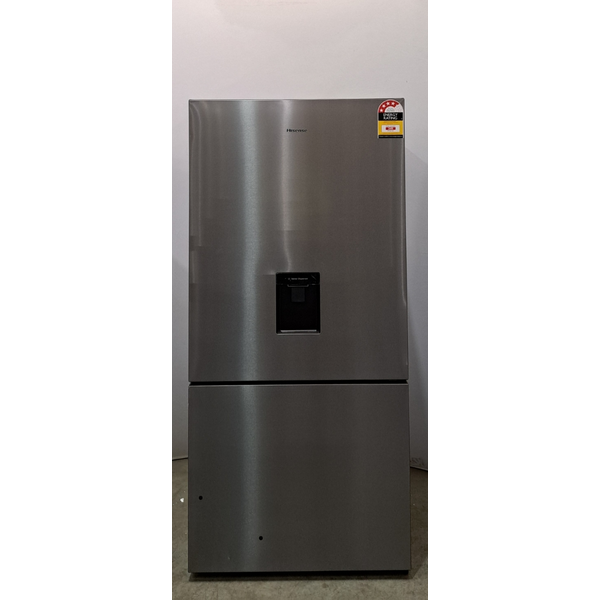 Hisense 500L PureFlat Bottom Mount Refrigerator with Non-plumbed Water Dispenser Dark Stainless Steel HRBM500TBW