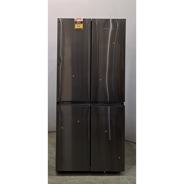Fisher & Paykel Series 7 498L Quad Door Refrigerator Black Stainless Steel RF500QNB1