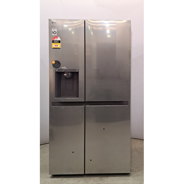 LG 641L Side by Side Refrigerator with Non-Plumbed Ice and Water Stainless Steel GS-N599PL