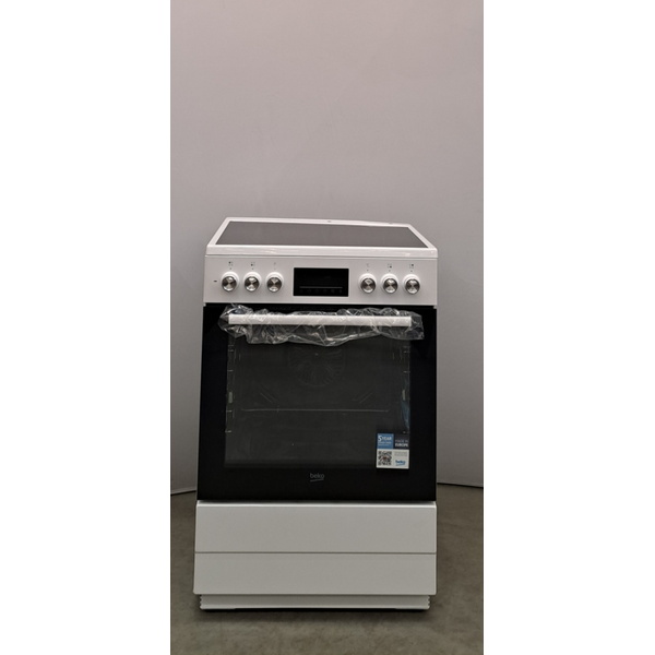 Beko 60cm White Electric Freestanding Oven With Ceramic Cooktop BFCB60VMW