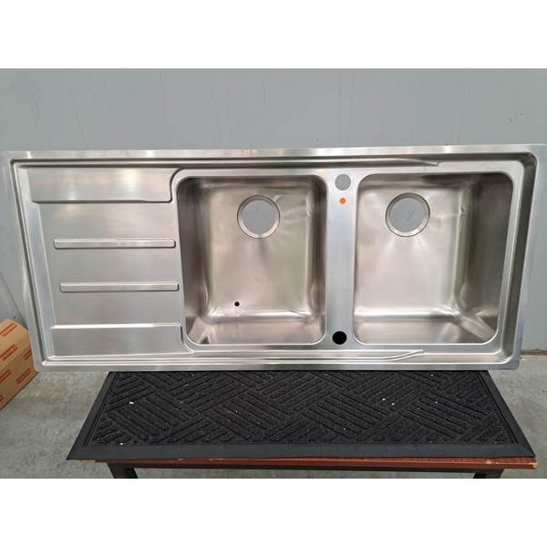 Franke Aton Double Bowl Sink with Left Hand Drainer ANX221LHD