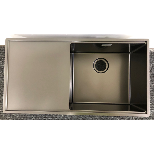 Abey Boutique Lugano Single Bowl Sink & Drainer - Black Pearl STQ450SRB