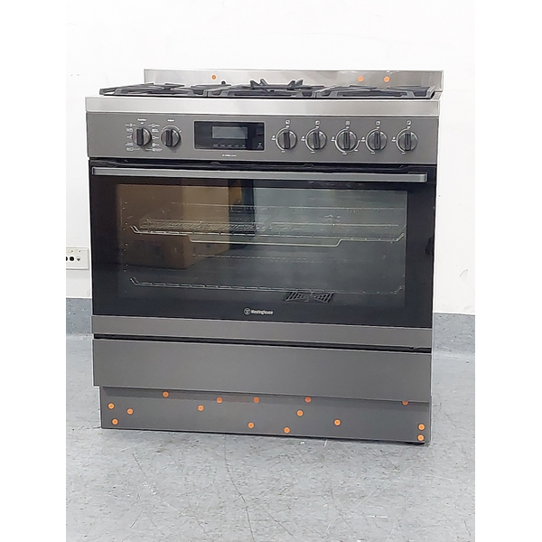 Westinghouse 90cm Dual Fuel Pyrolytic Freestanding Oven with SteamBake-Dark Stainless Steel WFEP9717DD