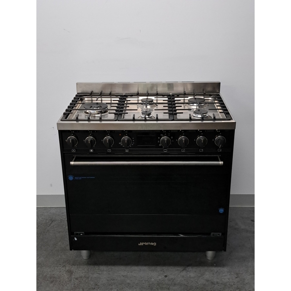 Smeg 90cm Freestanding Black Dual Fuel Oven CS95GMNNA1