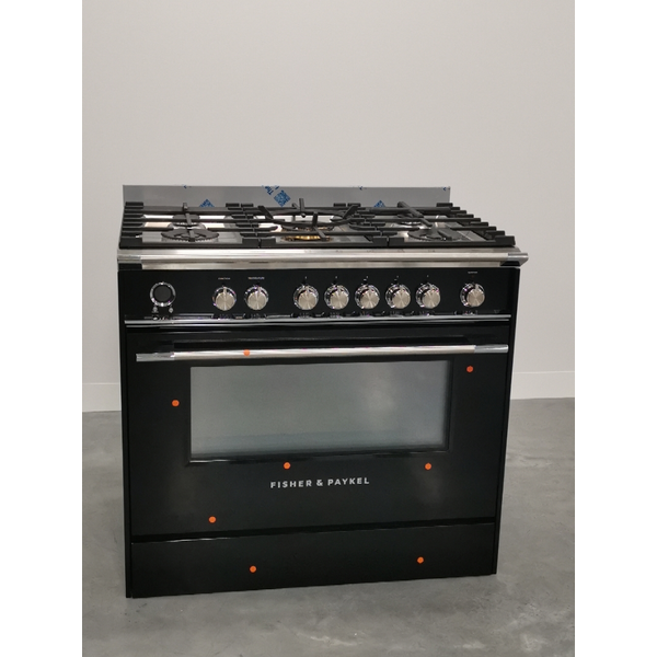 Fisher & Paykel Series 9 90cm Classic Style Freestanding Dual Fuel Pyrolytic Cooker Black OR90SCG6B1