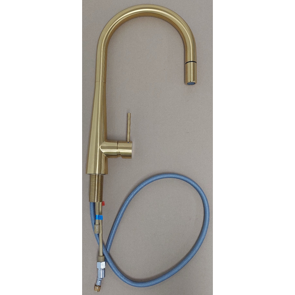 Oliveri Essente 316 Stainless Steel Goose Neck Pull Out Mixer - Brushed Gold SS31625-AU