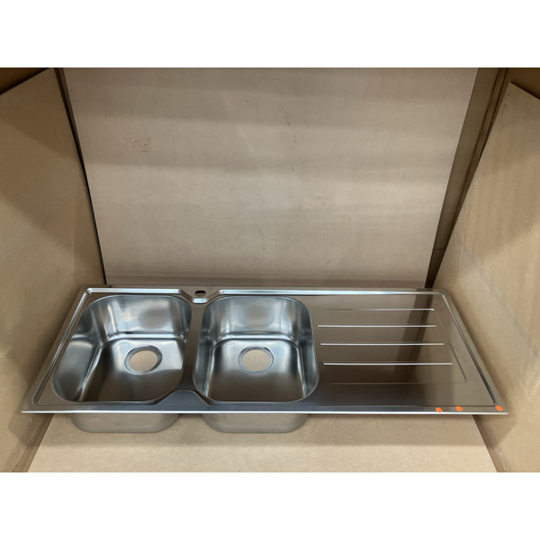 Oliveri Flinders Double Bowl Topmount Sink with Right-Hand Drainer FL171
