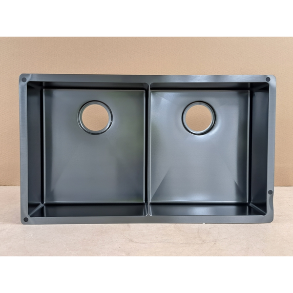 Abey Piazza Double Sqaure Bowl Sink Black Pearl CR340DB