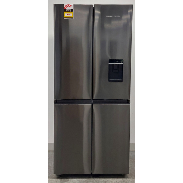 Fisher & Paykel Series 7 498L Quad Door Refrigerator with Ice and Water Black Stainless Steel RF500QNUB1