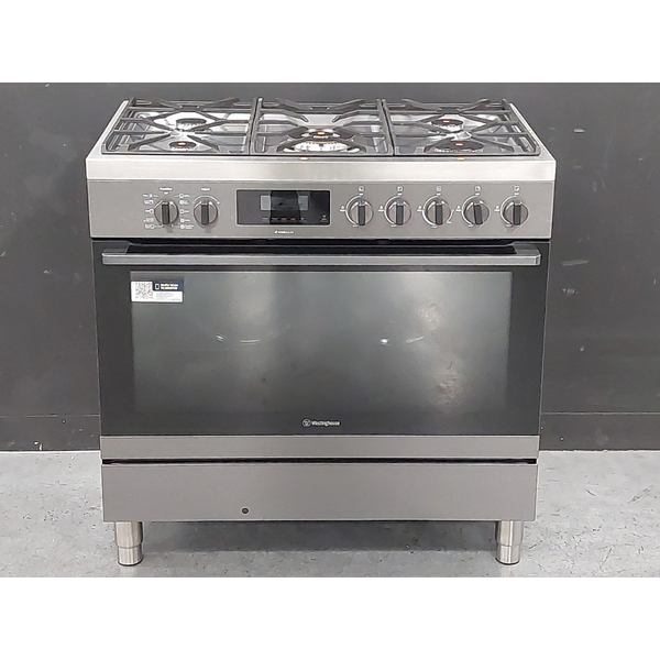 Westinghouse 90cm Dual Fuel Pyrolytic Freestanding Oven with SteamBake-Dark Stainless Steel WFEP9717DD