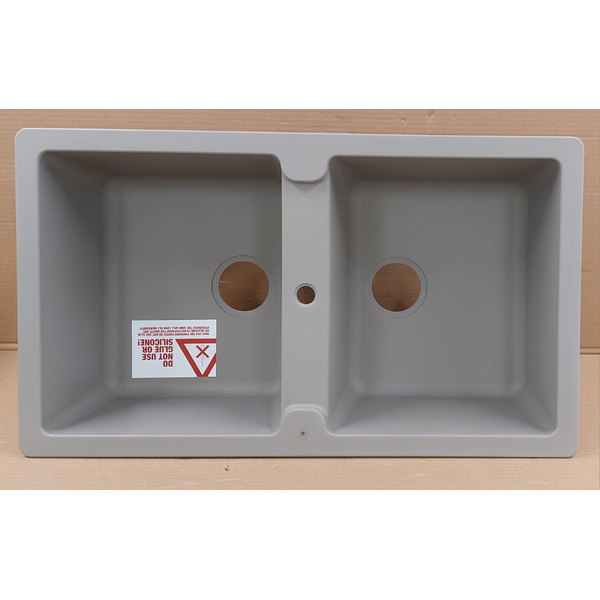 Abey Schock Typos N200 Double Bowl Sink with No Taphole - Concrete TN200C-NTH