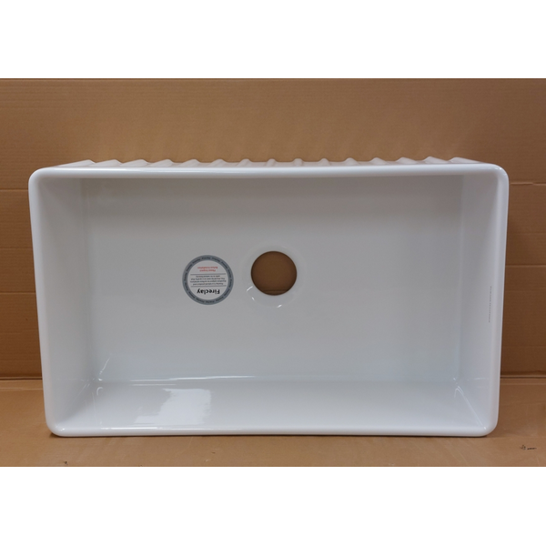 Turner Hastings Novi 75 x 46 Fine Fireclay Single Bowl Butler Sink Gloss White NO75FS