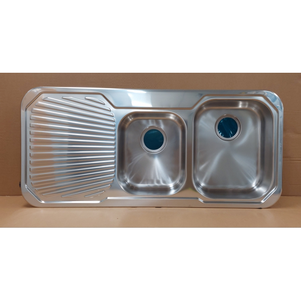 Oliveri Petite 1 & 3/4 Double Bowl Sink with Left Hand Drainer PE312NTH