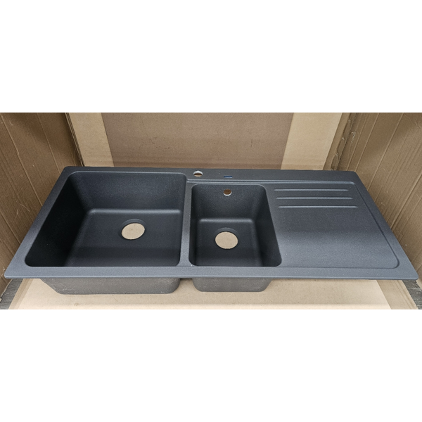 Blanco Bowl and 3/4 Inset Sink with Right Hand Drainer Rock Grey NAYA8SGK5