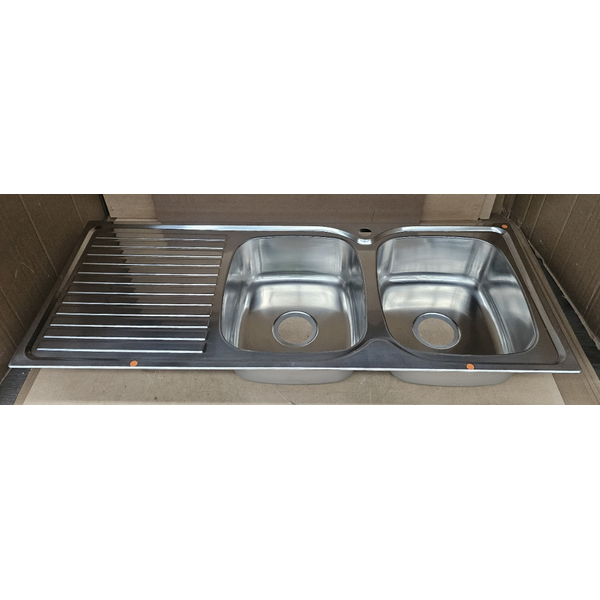Oliveri Endeavour Double Bowl Topmount Sink with Left Hand Drainer EE72