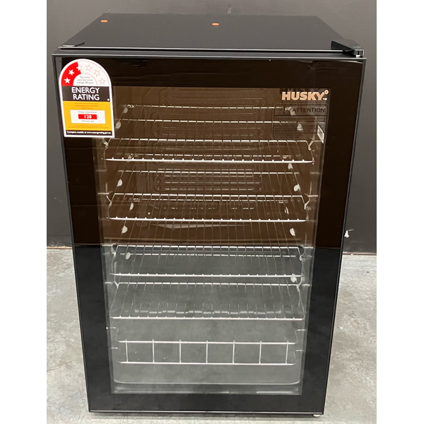 Husky 130L Glass Door Bar Fridge Black HUS130CNBLK