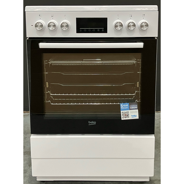 Beko 60cm White Electric Freestanding Oven With Ceramic Cooktop BFCB60VMW