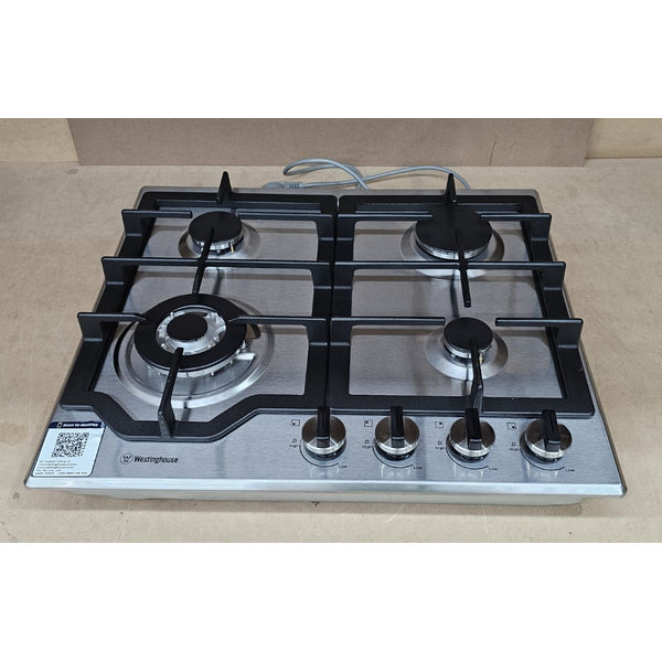 Westinghouse 60cm 4 Burner Natural Gas Cooktop Stainless Steel WHG644SC