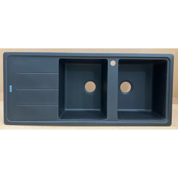 Franke Basis Double Bowl Topmount Sink with Left Hand Drainer - Onyx BFG621ONLHD-B