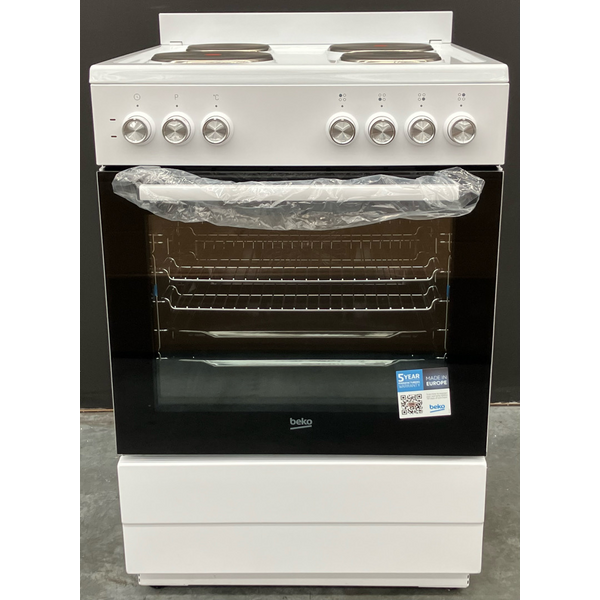 Beko 60cm White Electric Freestanding Oven with Hot Plate Cooktop BFCB60EMW