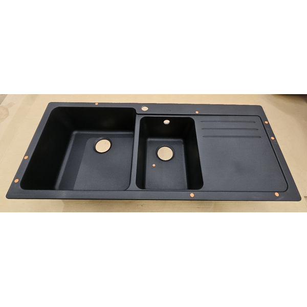 Blanco Bowl and 3/4 Inset Sink with Right Hand Drainer Black NAYA8SBK5
