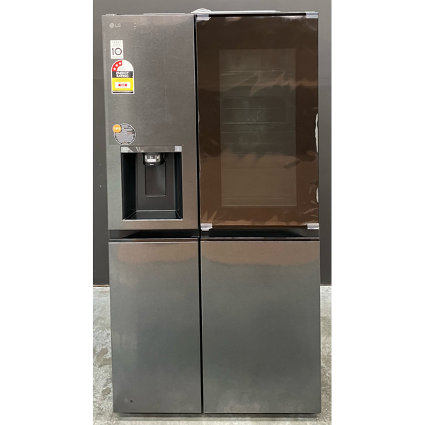 LG 635L Side by Side InstaView Fridge with Ice & Water Dispenser Matte Black GS-V600MBLC