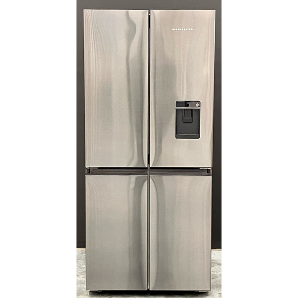 Fisher & Paykel Series 7 498L Quad Door Refrigerator with Ice and Water Black Stainless Steel RF500QNUB1