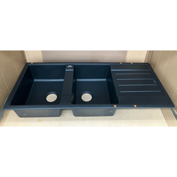 Blanco LEGRA 8S Double Bowl with Right Hand Drainer Silgranit Black 528072