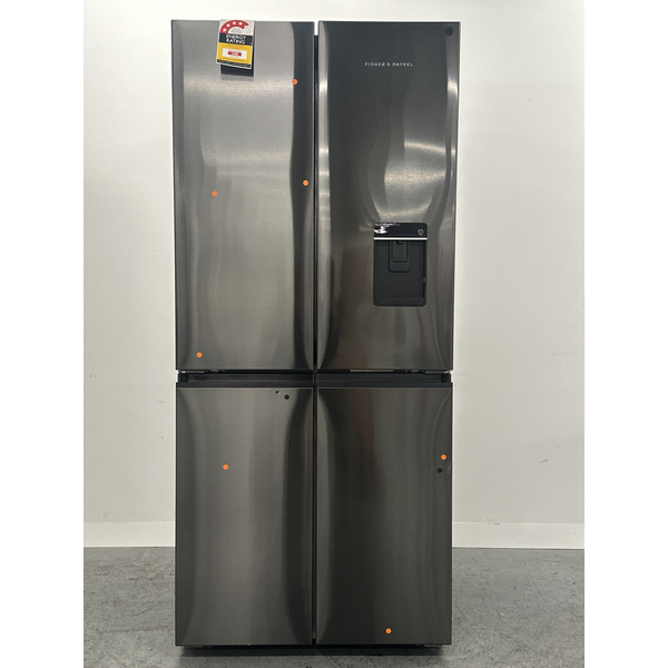 Fisher & Paykel Series 7 498L Quad Door Refrigerator with Ice and Water Black Stainless Steel RF500QNUB1