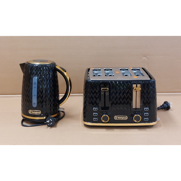 Westinghouse Kettle and Toaster Pack Black Gold 1.7L Kettle, 4 Slice Toaster WHKTPK13KG