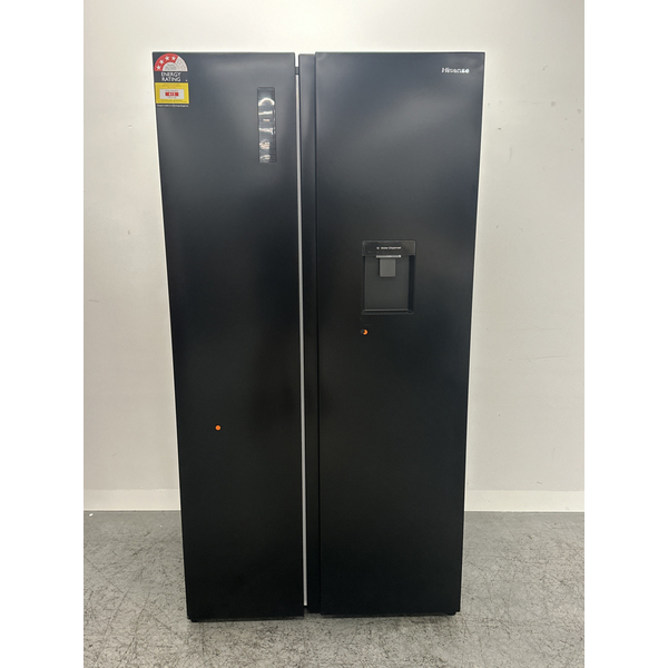 Hisense 541L PureFlat Side by Side Fridge with Non-Plumbed Water Dispenser Black HRSBS540BW