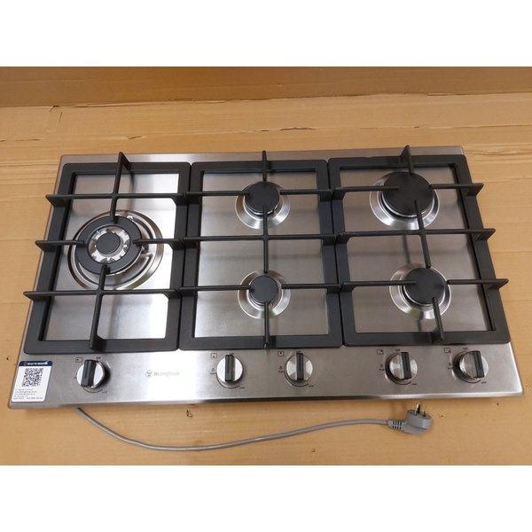 Westinghouse 90cm 5 Burner Natural Gas Stainless Steel Cooktop WHG954SC