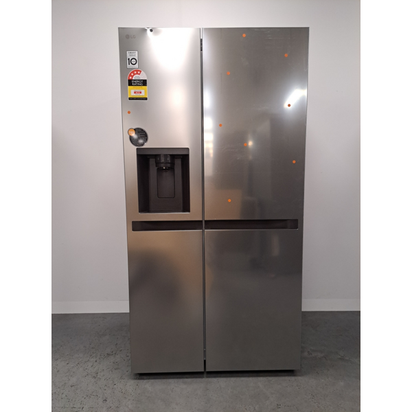 LG 641L Side by Side Refrigerator with Non-Plumbed Ice and Water Stainless Steel GS-N599PL