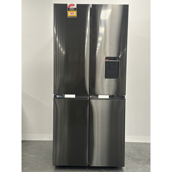 Fisher & Paykel Series 7 498L Quad Door Refrigerator with Ice and Water Black Stainless Steel RF500QNUB1