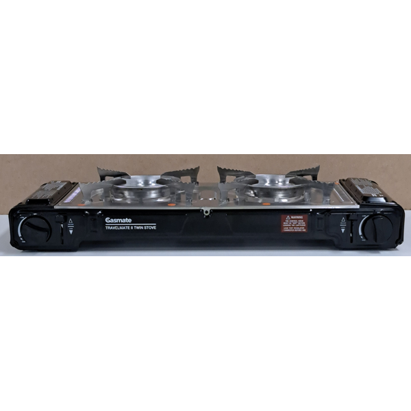Gasmate Travelmate II Black Deluxe Twin Stove Portable Butane BBQ CS6035