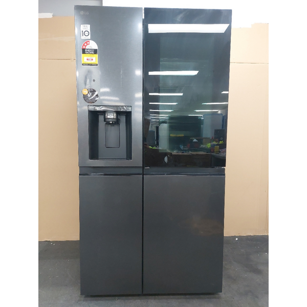 LG 635L Side by Side InstaView Fridge with Ice & Water Dispenser Matte Black GS-V600MBLC