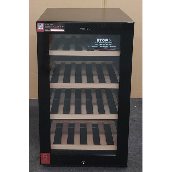 Vintec 35 Bottle Single Zone Under Bench Wine Fridge Glass Door Black VWS830FCB-X