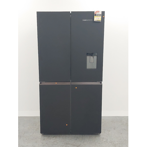 Fisher & Paykel Series 7 538L Quad Door Refrigerator with Ice and Water Matte Black Glass RF605QZUVB1