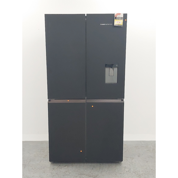 Fisher & Paykel Series 7 538L Quad Door Refrigerator with Ice and Water Matte Black Glass RF605QZUVB1