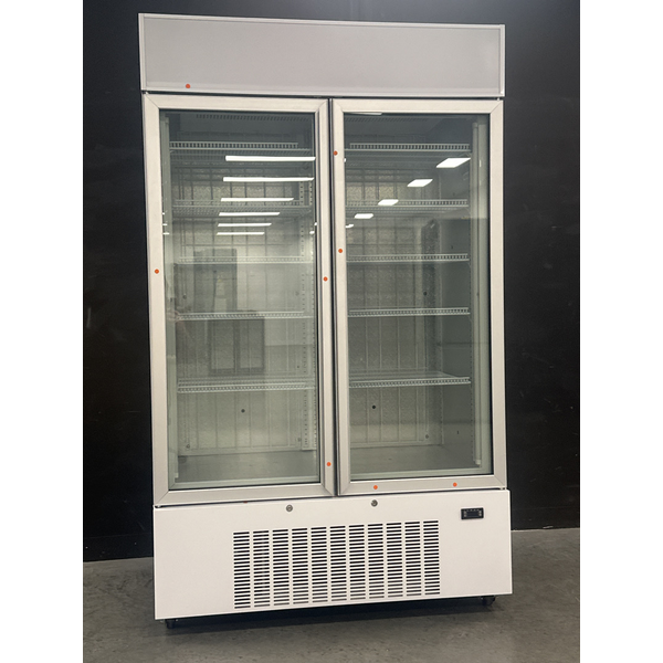 Schmick 810L Upright Glass Two Door Freezer White HUS-F10
