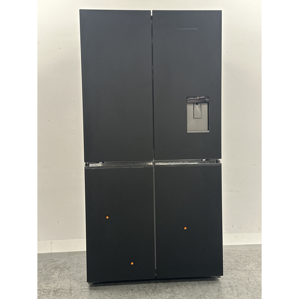 Fisher & Paykel Series 7 538L Quad Door Refrigerator with Ice and Water Matte Black Glass RF605QZUVB1