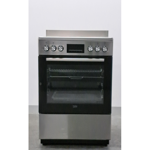 Beko 60cm Stainless Steel Freestanding Oven with Ceramic Cooktop BFCB60VMX