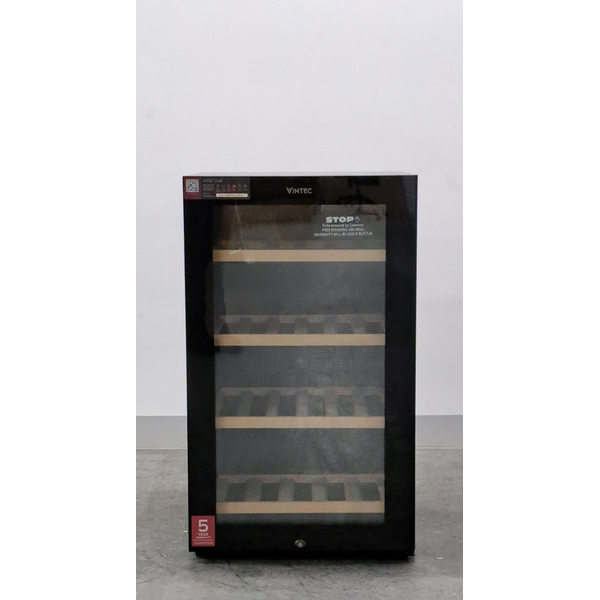 Vintec 35 Bottle Single Zone Under Bench Wine Fridge Glass Door Black VWS830FCB-X