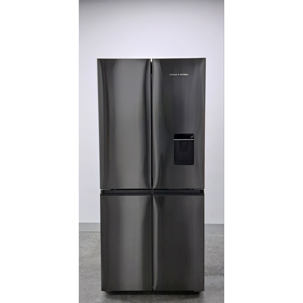 Fisher & Paykel Series 7 498L Quad Door Refrigerator with Ice and Water Black Stainless Steel RF500QNUB1
