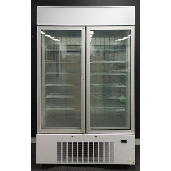 Schmick 810L Upright Glass Two Door Freezer White HUS-F10