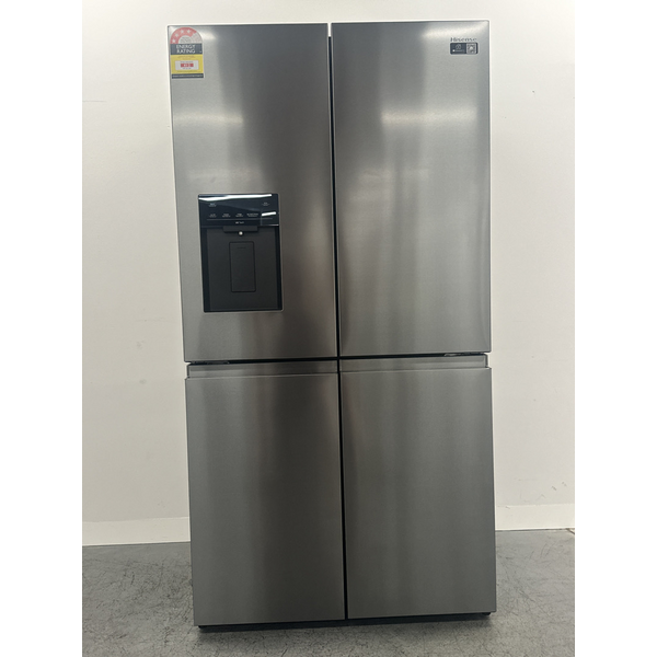 Hisense 640L PureFlex Quad Door Refrigerator with Non-Plumbed Ice and Water Dispenser Dark Stainless Steel HRCD640TBW